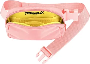 Yelleaux Everywhere Fashion Water Resistant Nylon Crossbody Unisex Mini Travel Sport Waist Belt Bag Adjustable Infinity Strap Fanny Pack for Women Men (Light Pink)