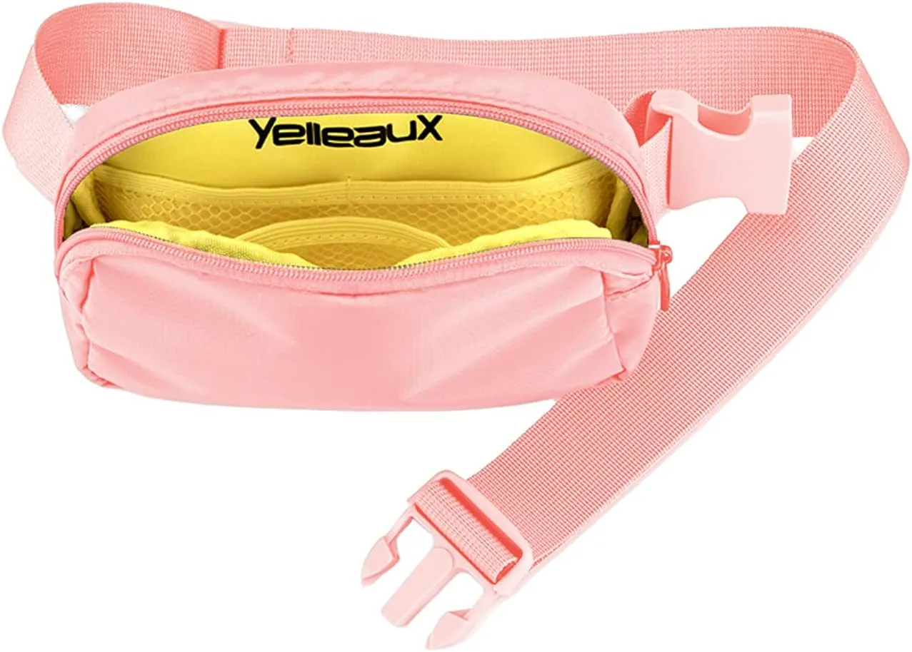 Yelleaux Everywhere Fashion Water Resistant Nylon Crossbody Unisex Mini Travel Sport Waist Belt Bag Adjustable Infinity Strap Fanny Pack for Women Men (Light Pink)