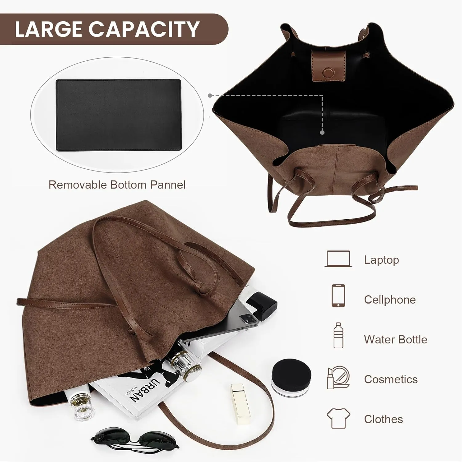 YFGBCX Tote Bag Smooth Leather Work Bag for Women Trendy Top Handle Bag Luxury Hobo Handbag with Adjustable Strap