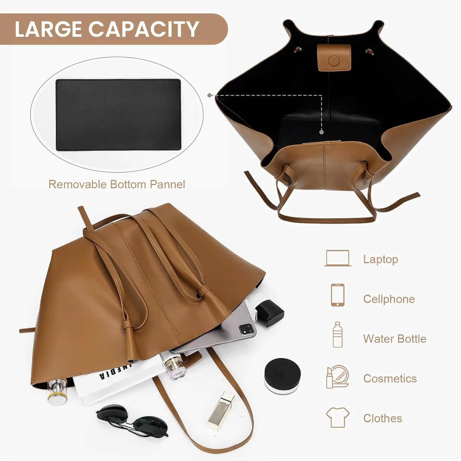 YFGBCX Tote Bag Smooth Leather Work Bag for Women Trendy Top Handle Bag Luxury Hobo Handbag with Adjustable Strap