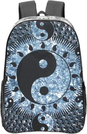 Ying Yang Diagram Print Transparent Backpack Functional Pvc Clear Pockets For Stadium Events Travel Work