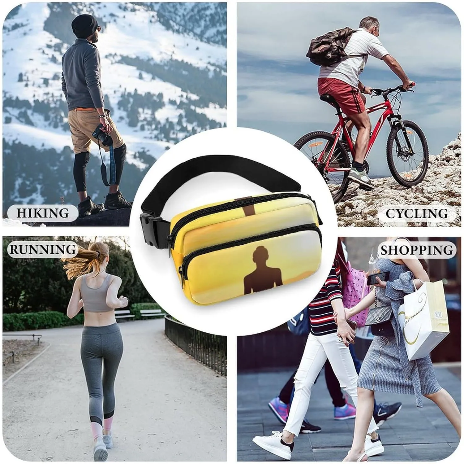 Yoga Meditation Print Fanny Packs for Women Men Fashion Portable Waist Pack Adjustable Belt Bum Bag Hip Bags for Travel, 20x13cm, style-3