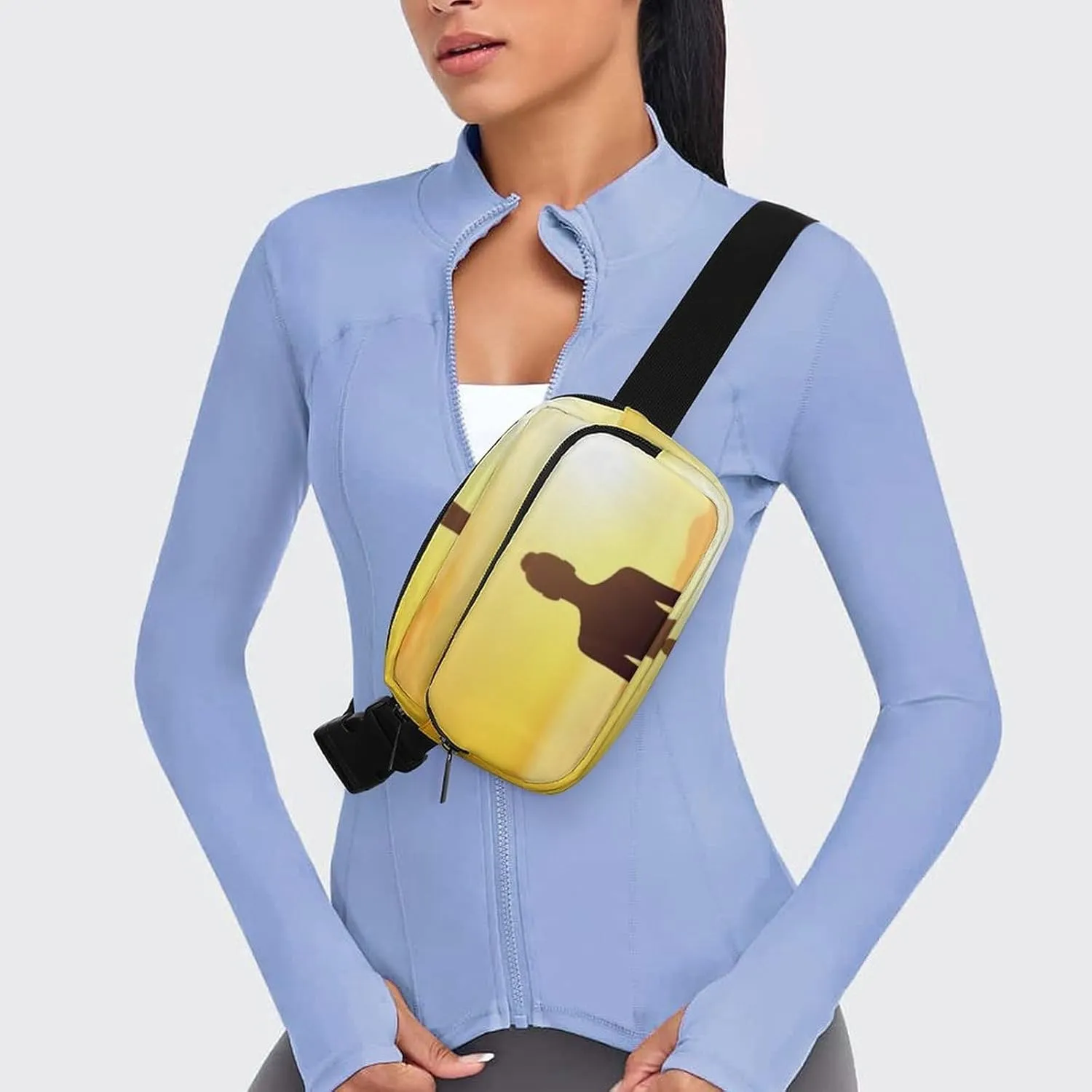 Yoga Meditation Print Fanny Packs for Women Men Fashion Portable Waist Pack Adjustable Belt Bum Bag Hip Bags for Travel, 20x13cm, style-3