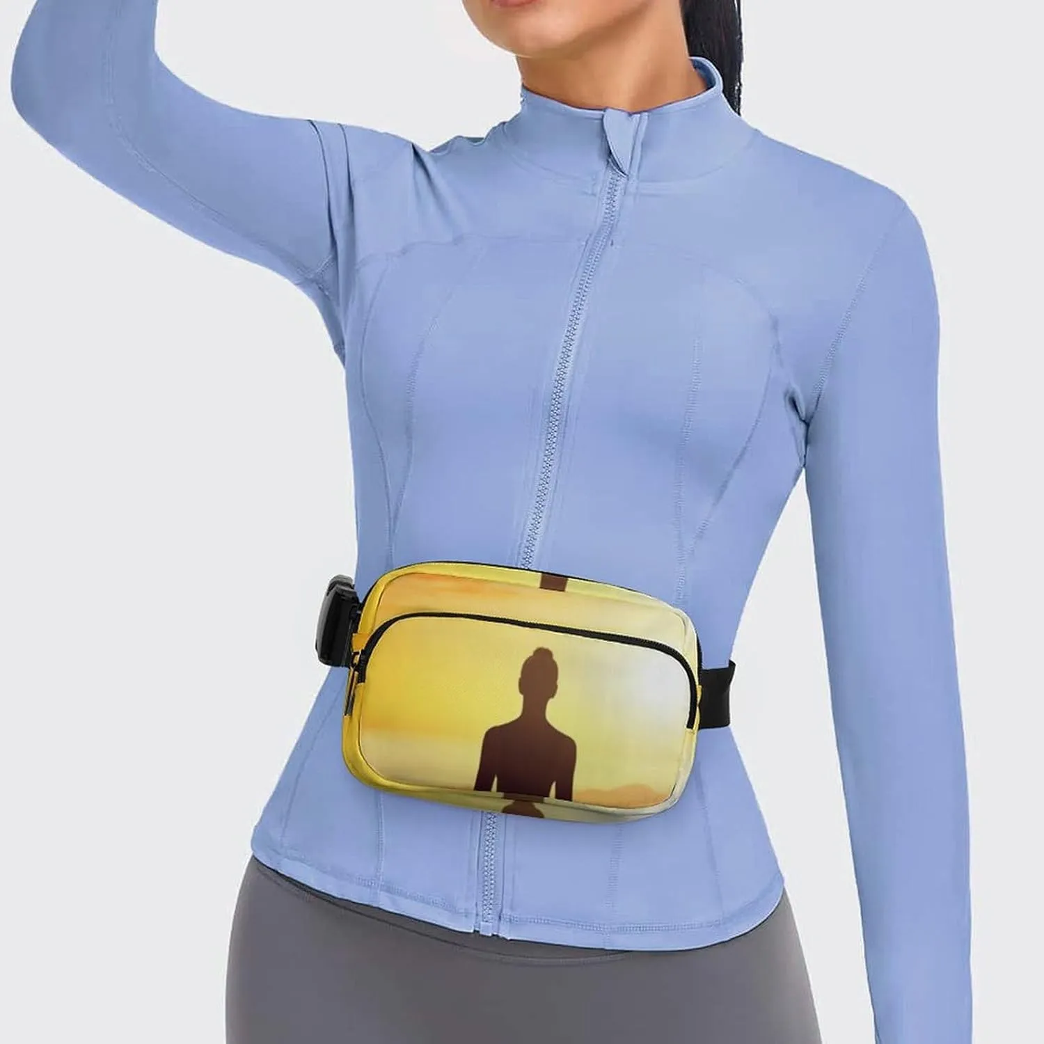 Yoga Meditation Print Fanny Packs for Women Men Fashion Portable Waist Pack Adjustable Belt Bum Bag Hip Bags for Travel, 20x13cm, style-3