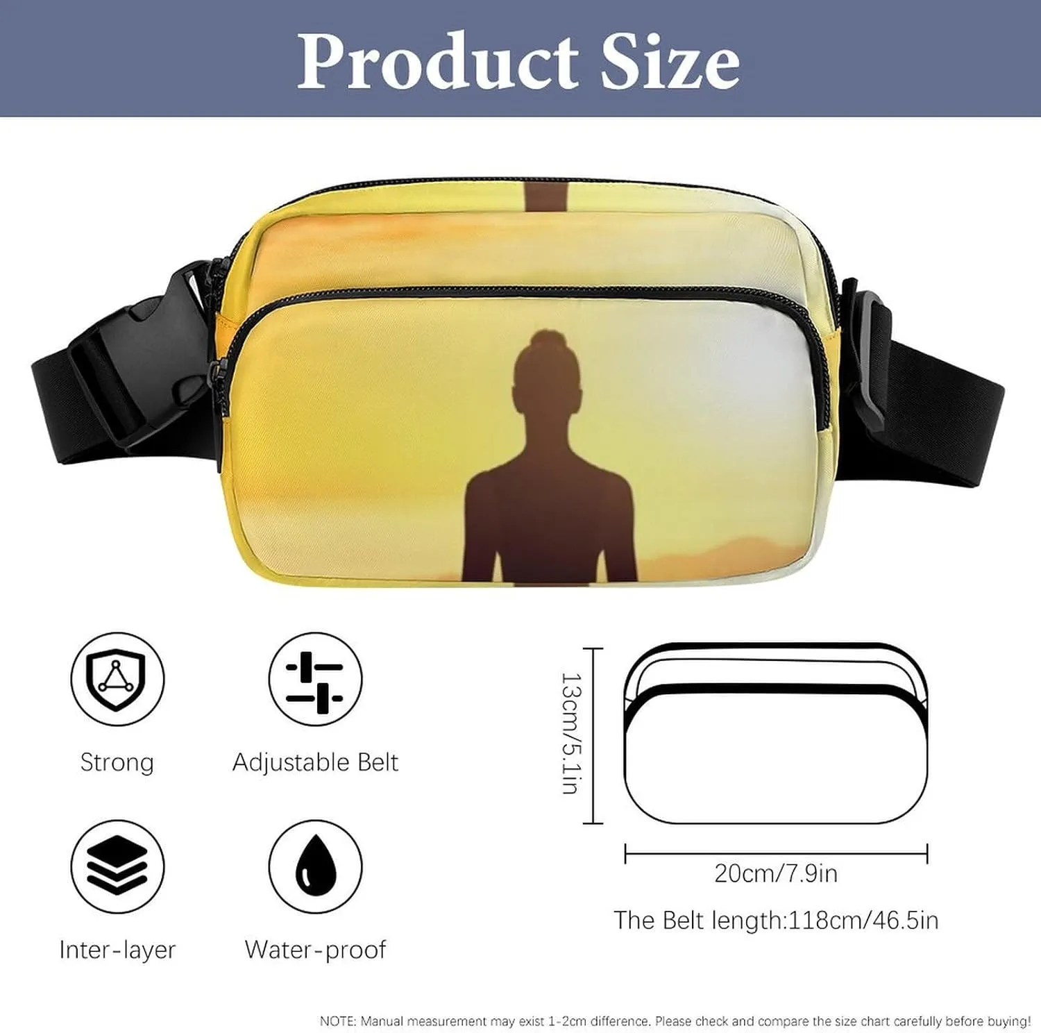 Yoga Meditation Print Fanny Packs for Women Men Fashion Portable Waist Pack Adjustable Belt Bum Bag Hip Bags for Travel, 20x13cm, style-3