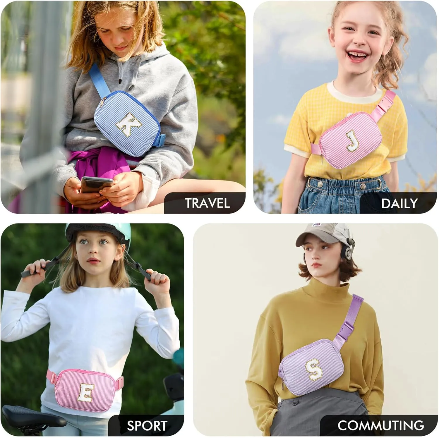 YOOLIFE Birthday Gifts for Kids - Initial Crossbody Bags for Kids Belt Bag Small Cross Body Bag for Woman Sling Bag Travel Gifts Birthday Gifts for 4 5 6 7 8 9 10 11 12 Year Old Girls Pink D