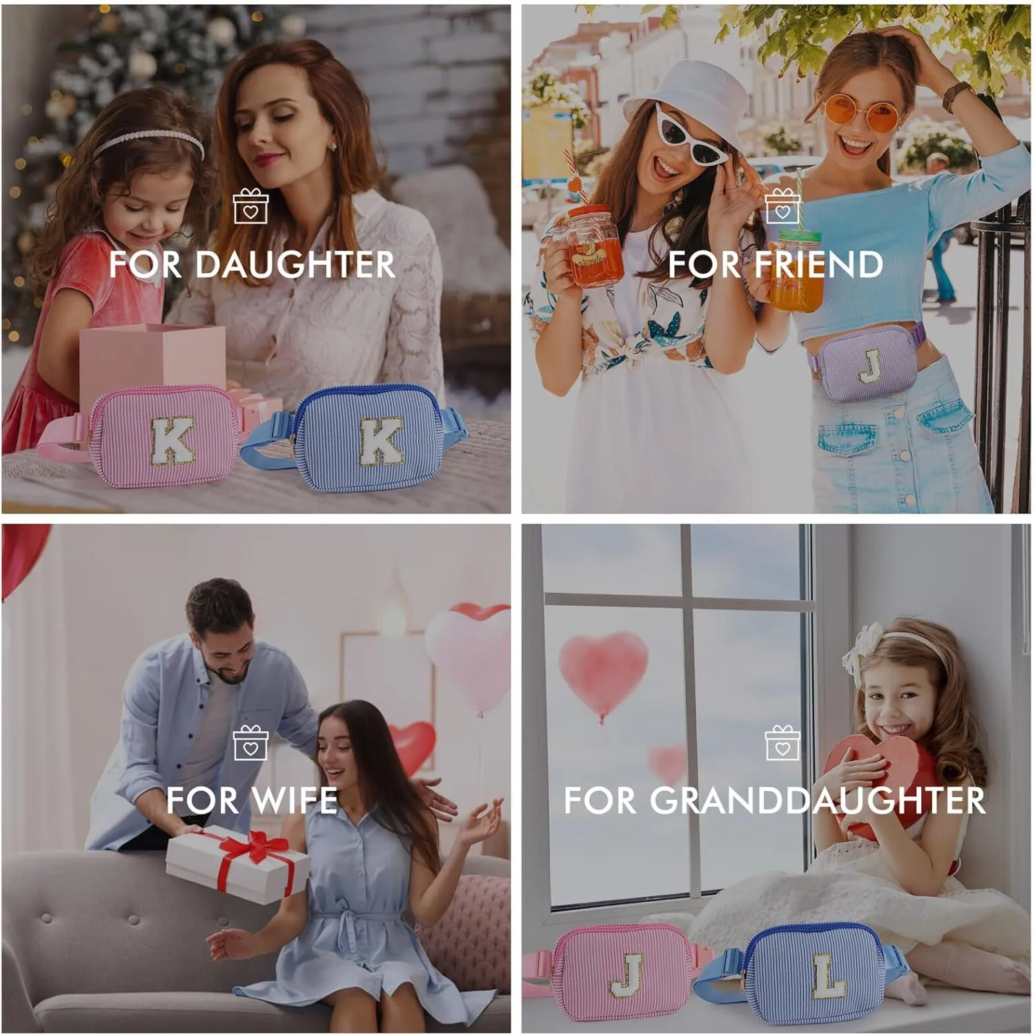 YOOLIFE Birthday Gifts for Kids - Initial Crossbody Bags for Kids Belt Bag Small Cross Body Bag for Woman Sling Bag Travel Gifts Birthday Gifts for 4 5 6 7 8 9 10 11 12 Year Old Girls Pink D