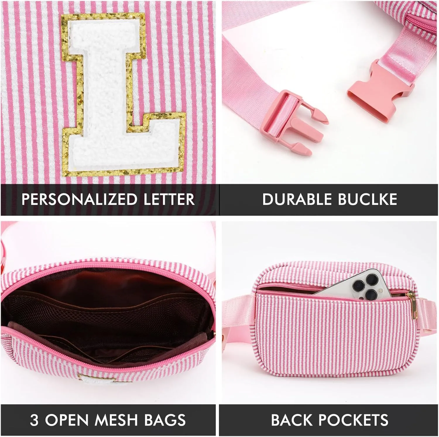 YOOLIFE Birthday Gifts for Kids - Initial Crossbody Bags for Kids Belt Bag Small Cross Body Bag for Woman Sling Bag Travel Gifts Birthday Gifts for 4 5 6 7 8 9 10 11 12 Year Old Girls Pink D