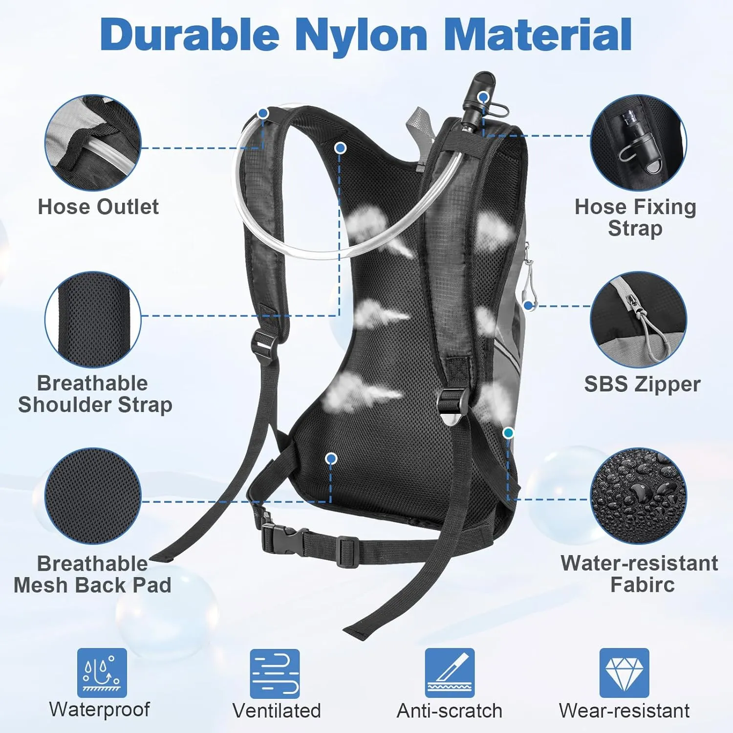 Zacro Hydration Backpack, Upgraded Leak Proof Hiking Backpack with 2L/3L TPU Water Bladder, Water Backpack for Running Hiking Biking Climbing, Lightweight Hydration Pack for Men & Women