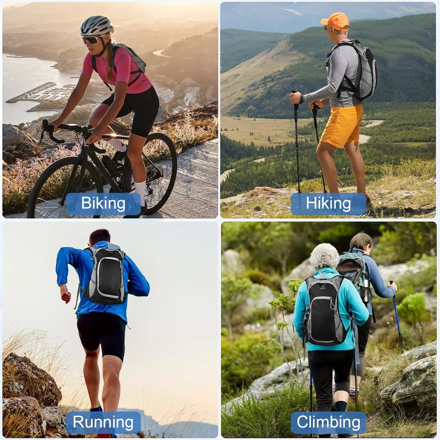 Zacro Hydration Backpack, Upgraded Leak Proof Hiking Backpack with 2L/3L TPU Water Bladder, Water Backpack for Running Hiking Biking Climbing, Lightweight Hydration Pack for Men & Women