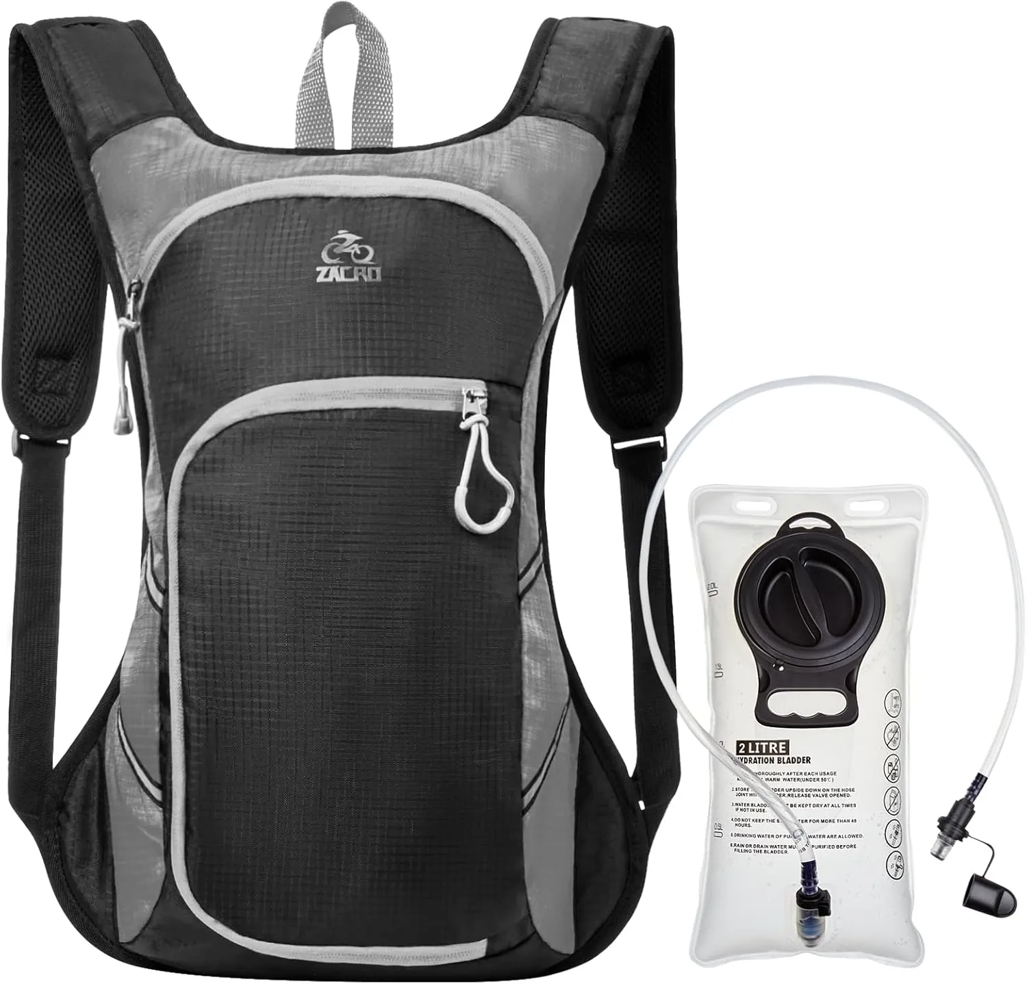 Zacro Hydration Backpack, Upgraded Leak Proof Hiking Backpack with 2L/3L TPU Water Bladder, Water Backpack for Running Hiking Biking Climbing, Lightweight Hydration Pack for Men & Women