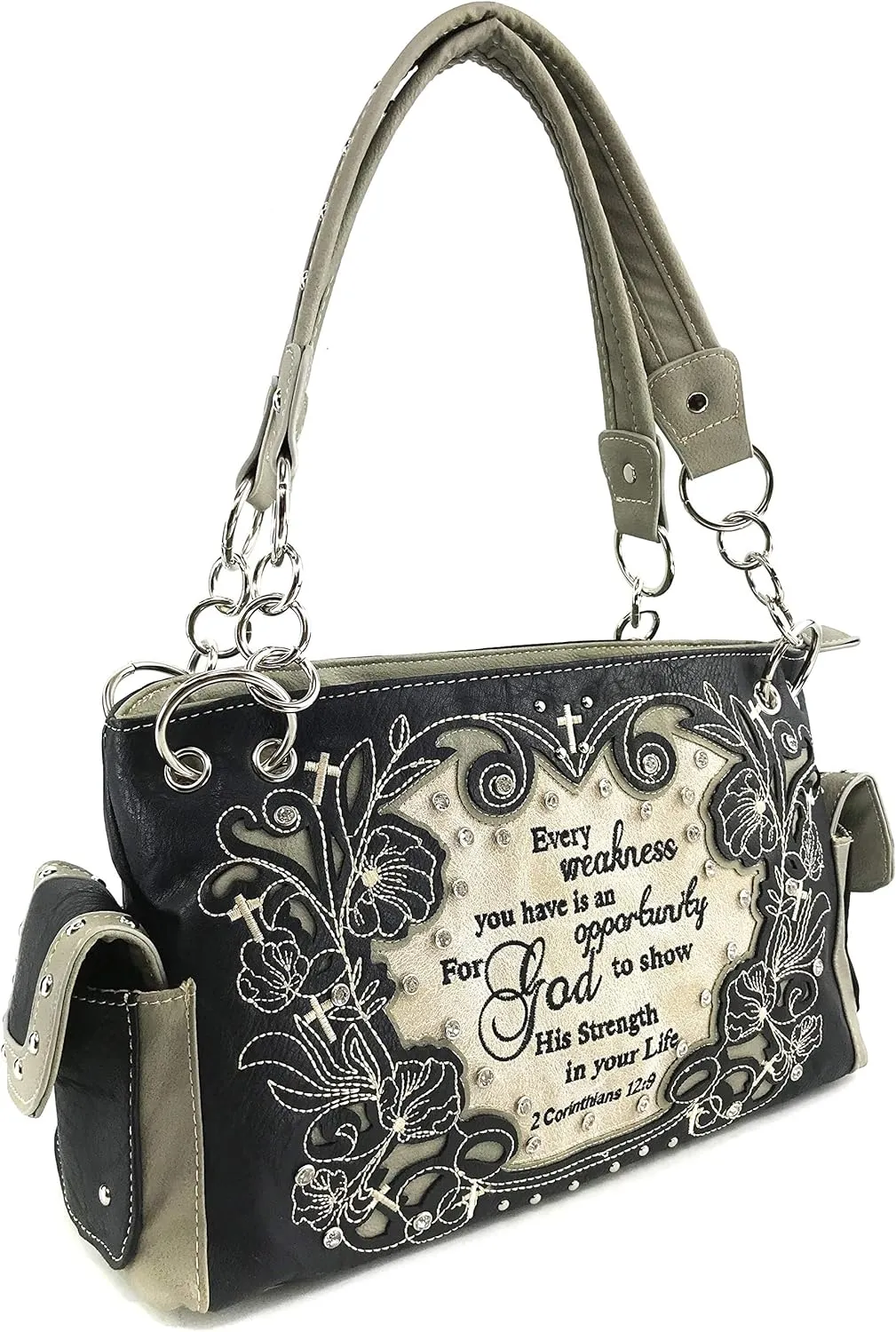 Zelris Bible Verse Corinthians 12:9 God Women Conceal Carry Shoulder Handbag