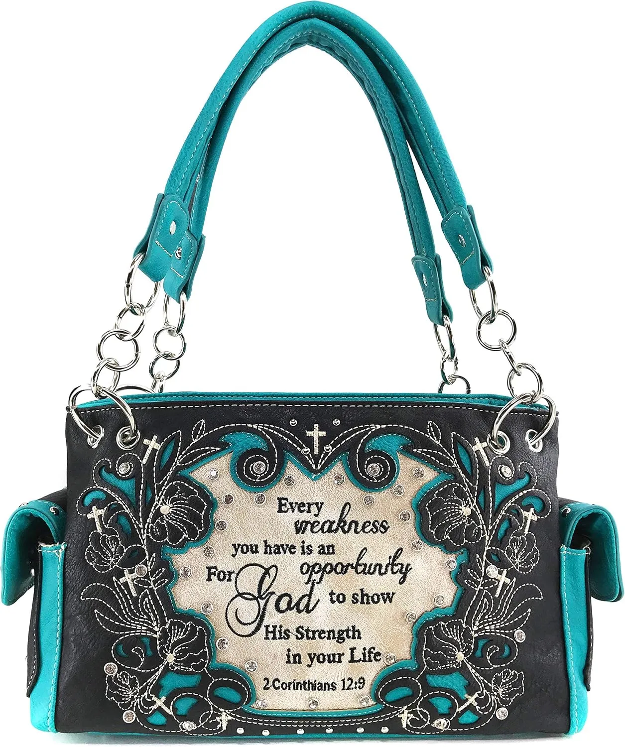 Zelris Bible Verse Corinthians 12:9 God Women Conceal Carry Shoulder Handbag