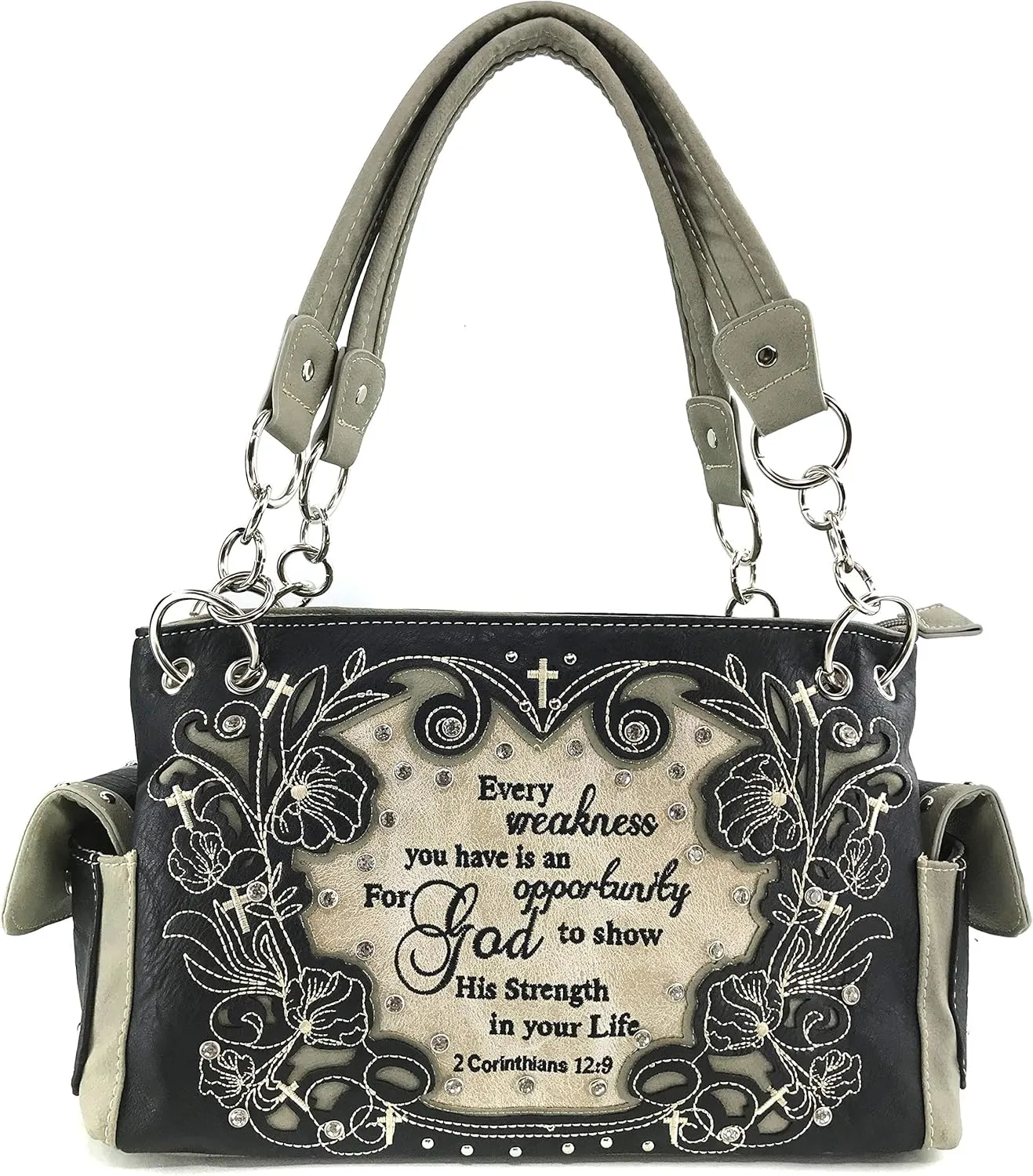 Zelris Bible Verse Corinthians 12:9 God Women Conceal Carry Shoulder Handbag