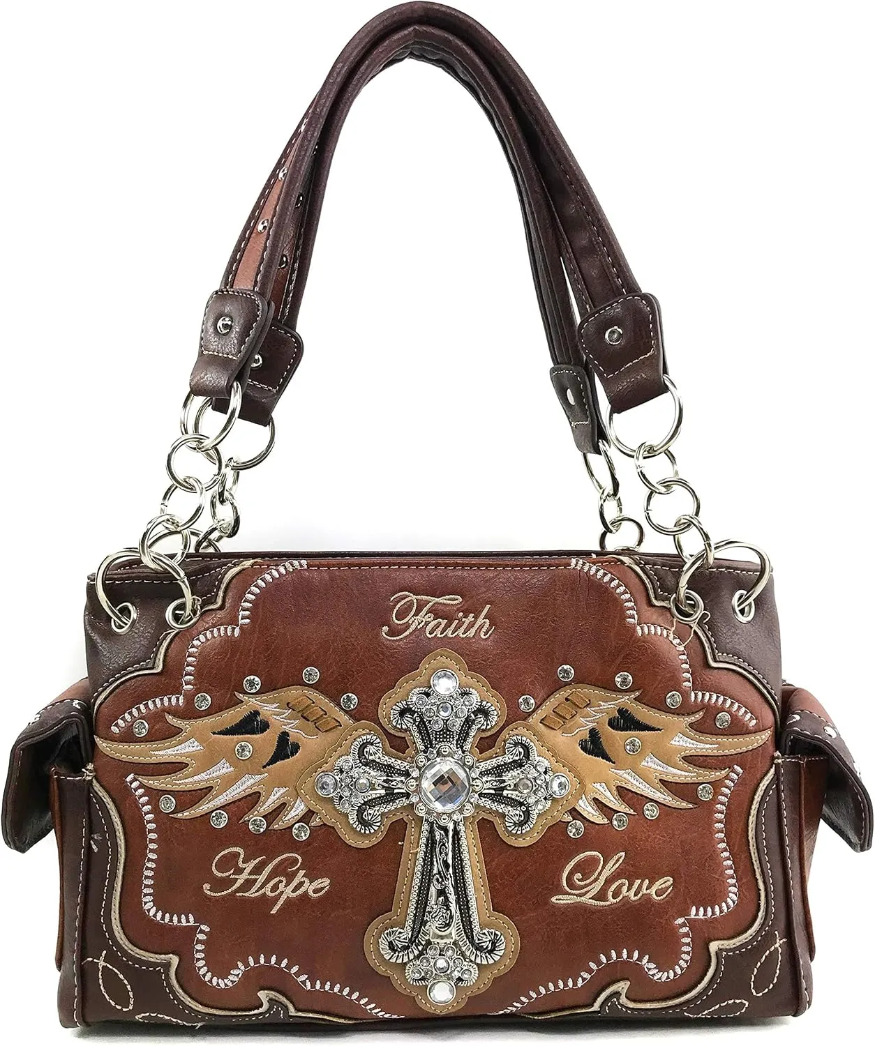 Zelris Faith Love Hope Cross Angel Wing Bible Women Conceal Carry Handbag Purse