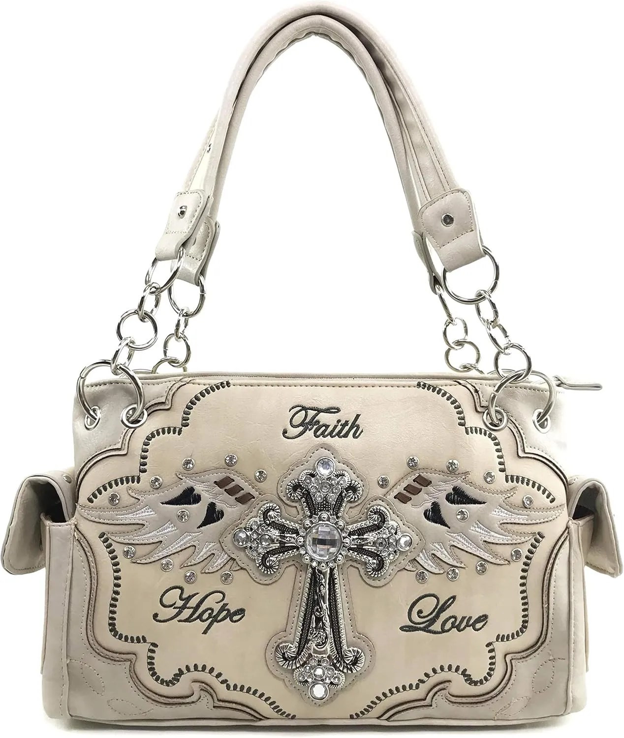 Zelris Faith Love Hope Cross Angel Wing Women Conceal Carry Handbag Wallet Set