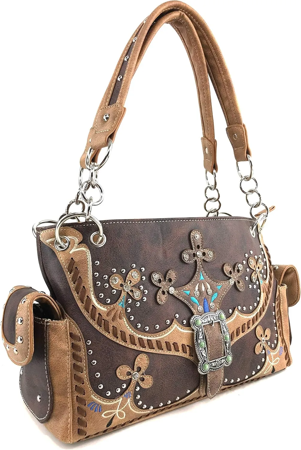 Zelris Western Moccasin Flower Buckle Women Conceal Carry Shoulder Handbag