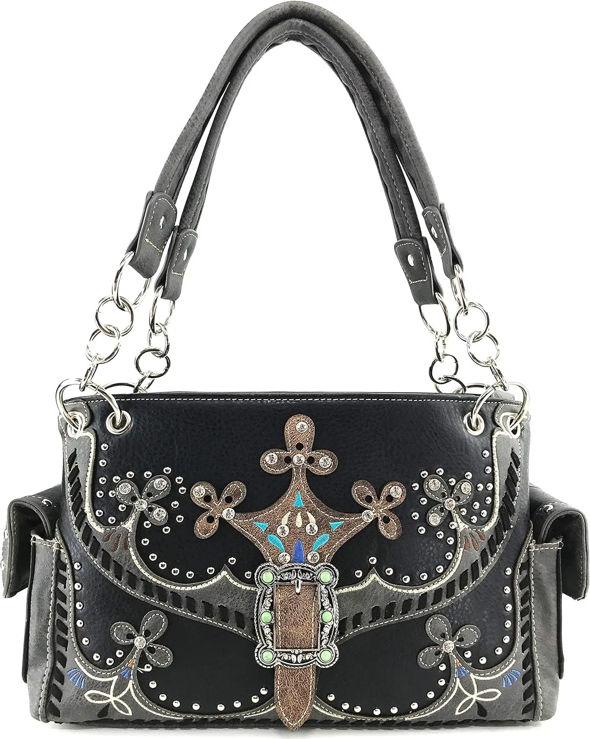 Zelris Western Moccasin Flower Buckle Women Conceal Carry Shoulder Handbag