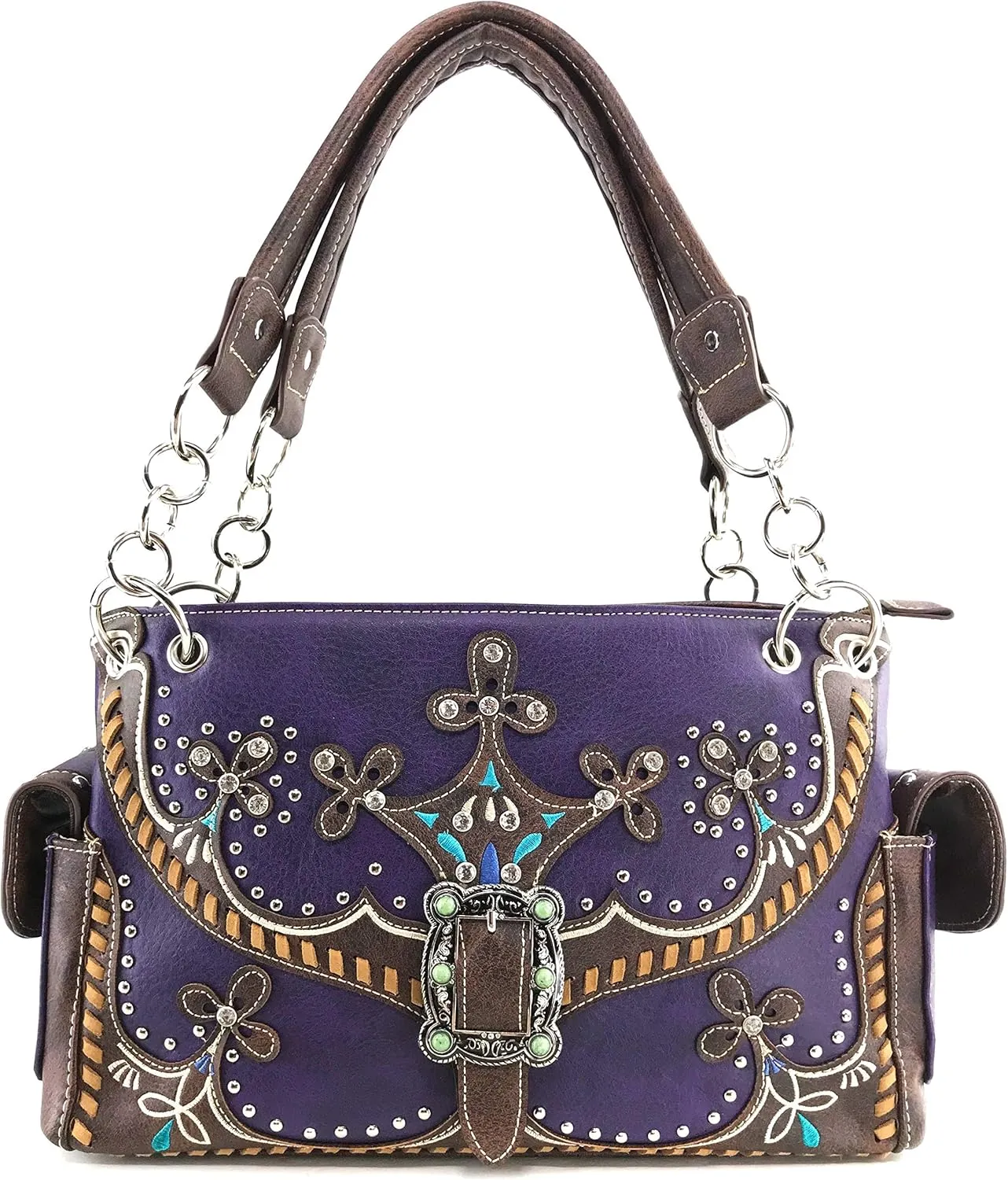 Zelris Western Moccasin Flower Buckle Women Conceal Carry Shoulder Handbag
