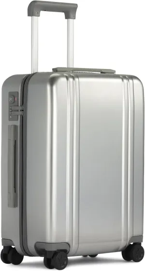 ZERO Halliburton Classic Lightweight 4.0 Continental Carry-On, 22-Inch Hardside, Four Dual Spinner Wheels, TSA Accepted Lock, Telescoping Pull Handle, 37L, Brushed Finish- Silver