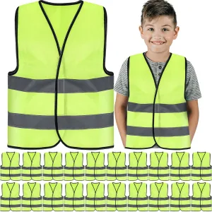 Zhanmai 20/30/40 Pack Kids Safety Vest High Visibility Reflective Vest Neon Traffic Vest with Strips for Child Outdoor