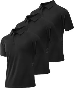 ZITY 3 Pack Mens Polo Shirts Short Sleeve Performance Moisture Wicking Business Casual Athletic Collared Golf Shirts for Men