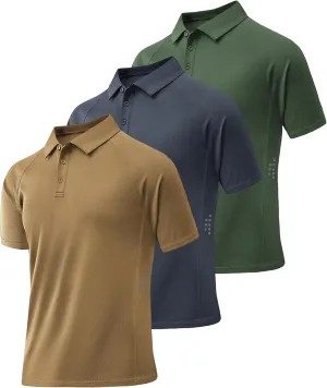 ZITY 3 Pack Mens Polo Shirts Short Sleeve Performance Moisture Wicking Business Casual Athletic Collared Golf Shirts for Men