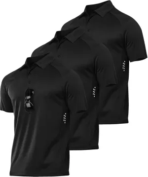 ZITY 3 Pack Polo Shirts for Men Cool Dry Outdoor Fishing Athletic Fit Short Sleeve Collared T-Shirts