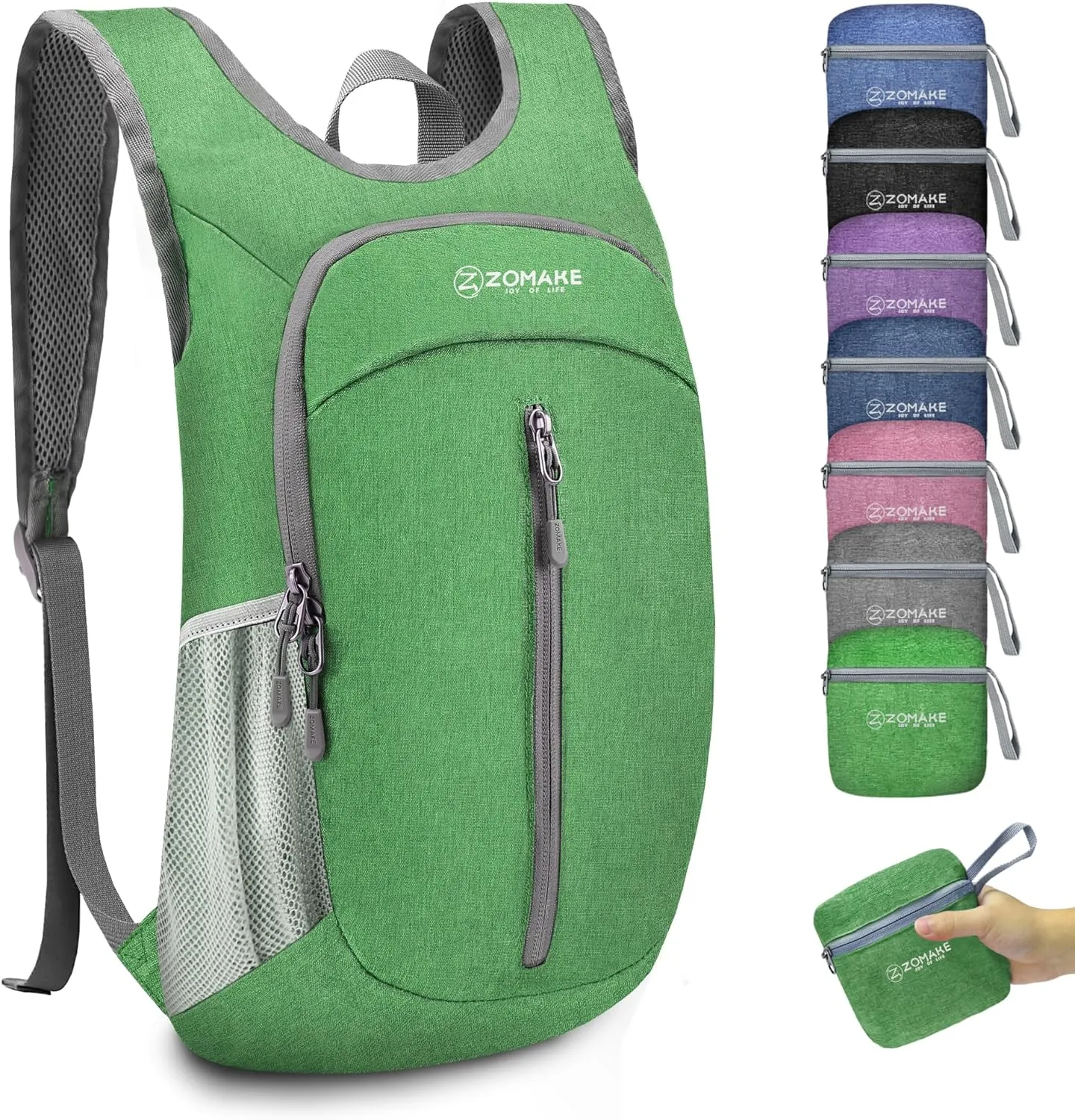 ZOMAKE 10L Ultra Lightweight Packable Backpack, Small Daypack Light Foldable Backpacks Water Resistant Day Bag for Hiking(Dark Green)