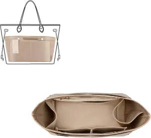 ZTUJO Purse Organizer Insert For Handbag & Tote Shaper,Tote Bag Organizer Insert For Speedy Neverful, 6 Sizes (Large,Silky Beige)