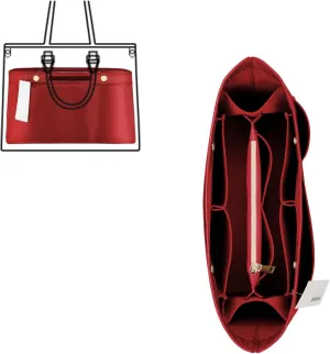 ZTUJO Purse Organizer Insert For Handbags, Silky Bag Organizer With 2 Zippers For Speedy Neverful Tote and More (Red, X-Large)