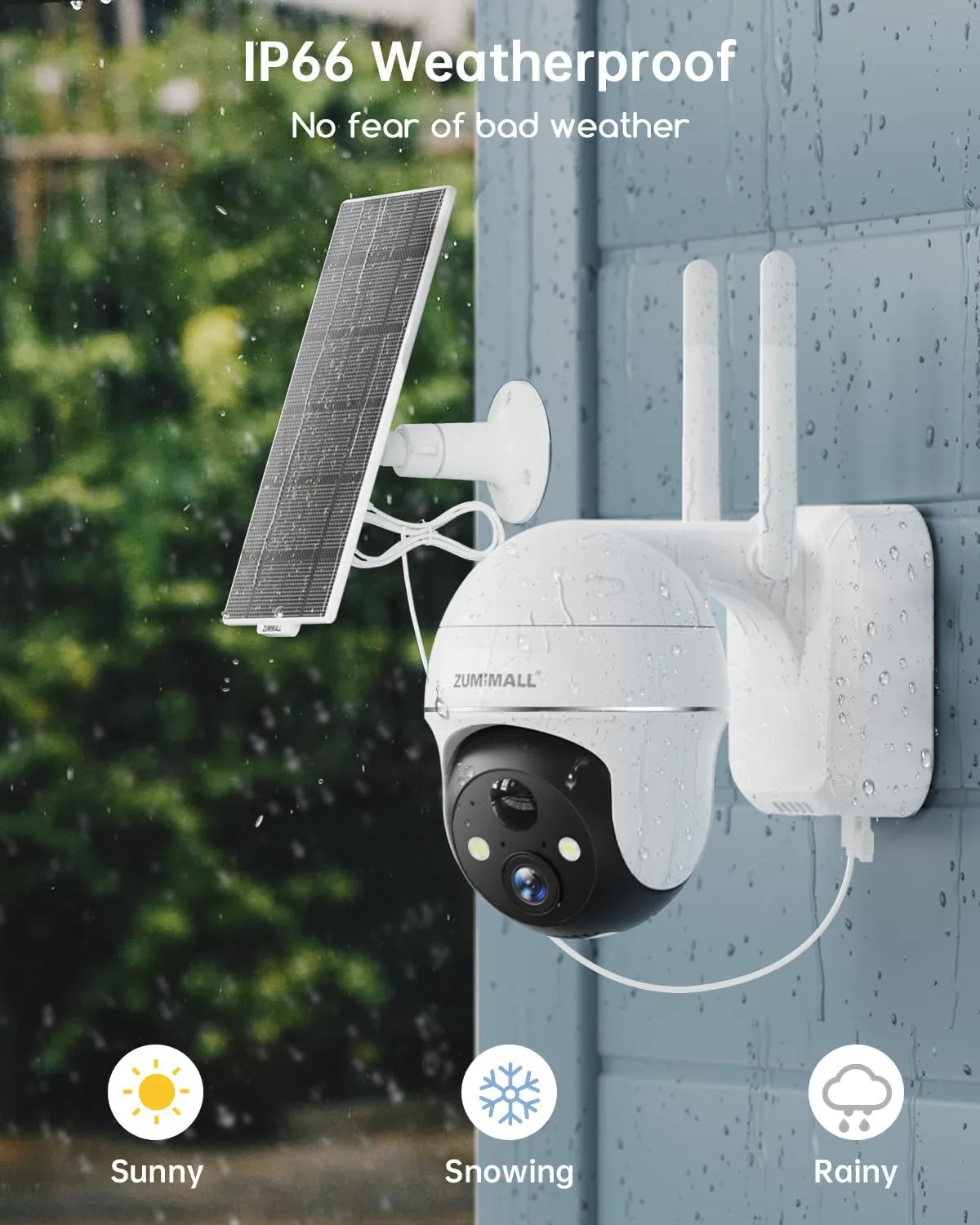 ZUMIMALL Solar Security Cameras Wireless Outdoor - 4 Packs, 360° View Outdoor Camera Wireless Solar Powered,2.4G WiFi Only, Spotlight/Siren//3MP Color Night Vision/AI Detection/IP66, Work with Alexa